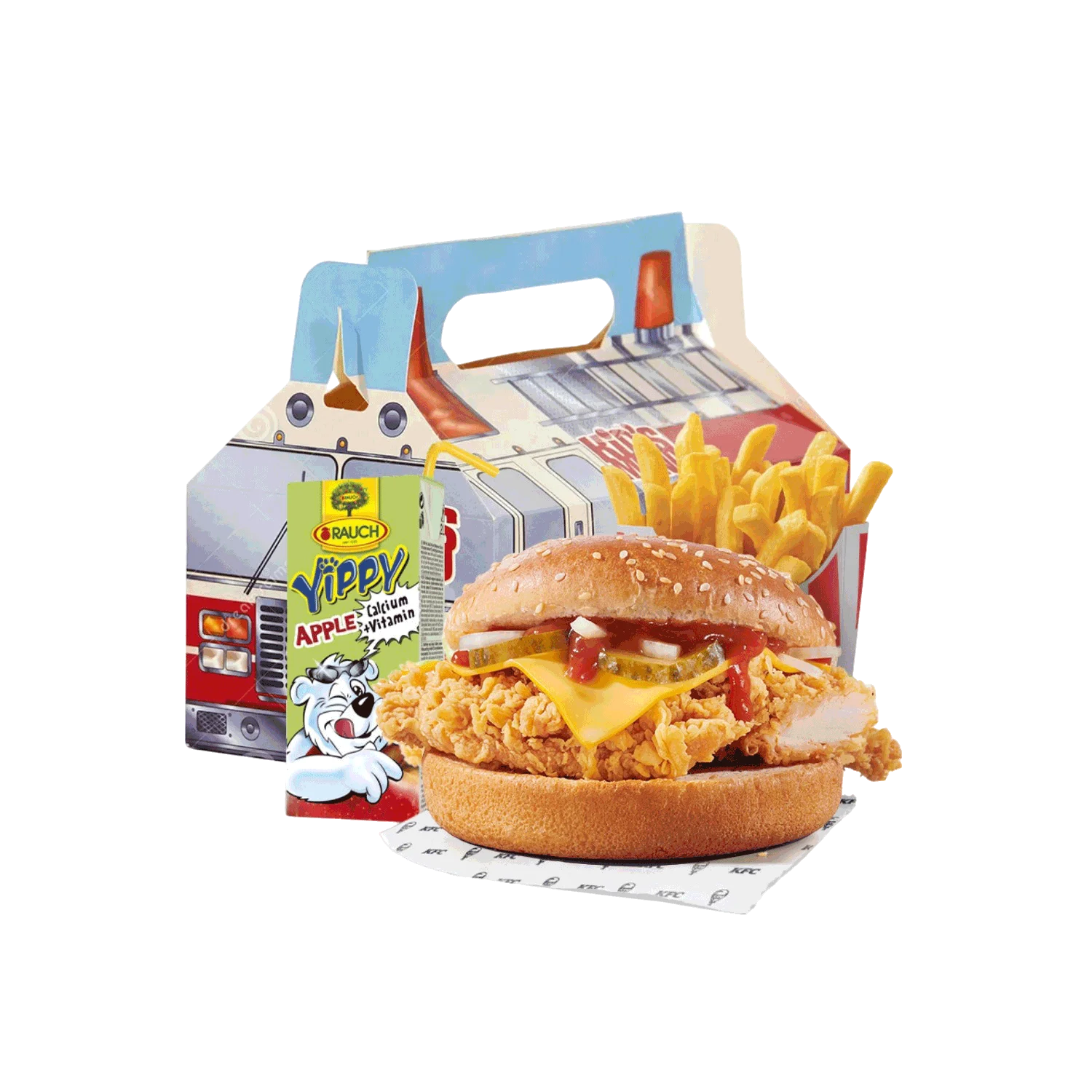 kfc kids menu paket sa burgerom, pomfritom i dječijim sokom