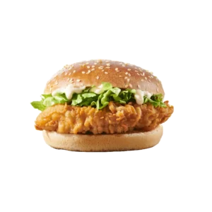 kfc classic burger sa hrskavim pilećim fileom, salatom i sosom.