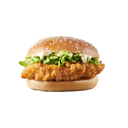 kfc classic burger sa hrskavim pilećim fileom, salatom i sosom.
