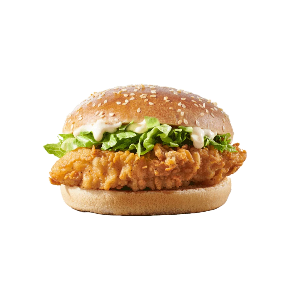 kfc classic burger sa hrskavim pilećim fileom, salatom i sosom.