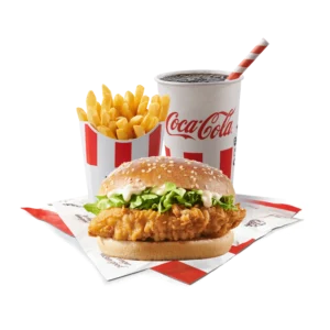 kfc classic menu sa burgerom, pomfritom i coca-colom.