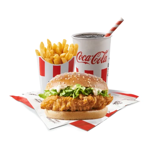 kfc classic menu sa burgerom, pomfritom i coca-colom.