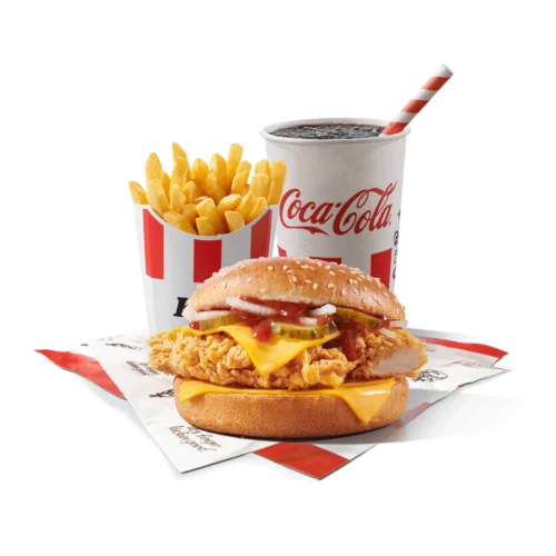 double cheeseburger meni sa pomfritom i coca-cola pićem