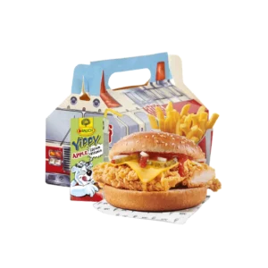 dječiji meni sa chicken burgerom, pomfritom i sokom