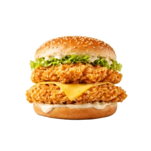 mega zinger burger sa duplim hrskavim piletinom i sirom