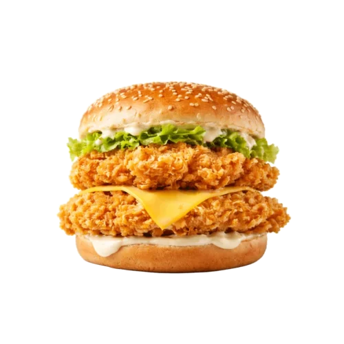 mega zinger burger sa duplim hrskavim piletinom i sirom