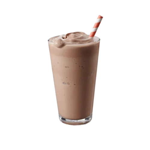 veliki čokoladni milkshake u čaši sa slamkom.