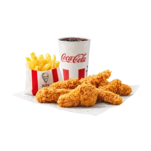 snackbox mix sa komadima pohane piletine, pomfritom i coca-cola pićem