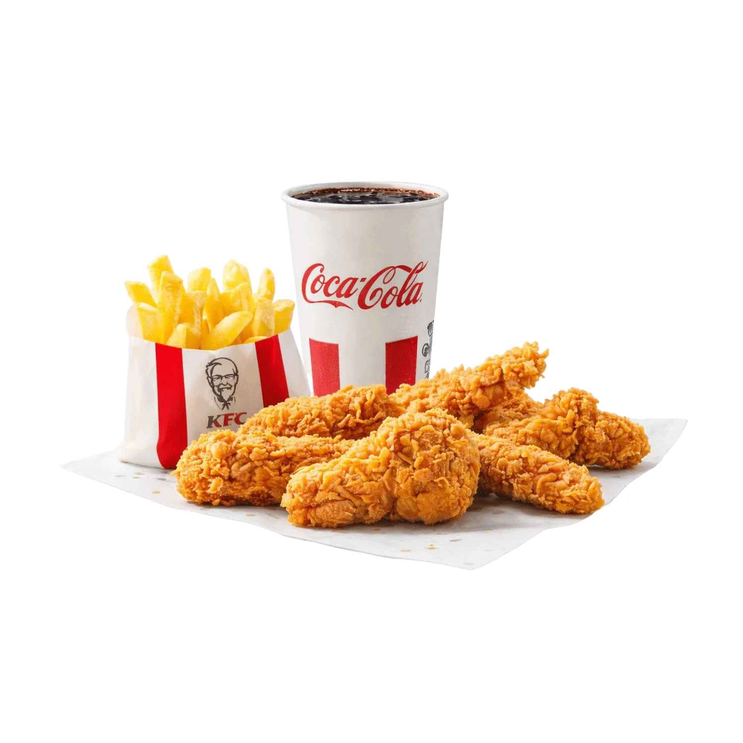 snackbox mix sa komadima pohane piletine, pomfritom i coca-cola pićem