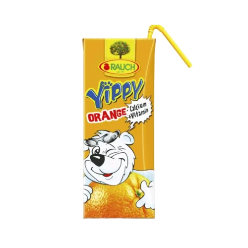 yippy narandža sok u pakovanju od 0,2 l sa slamkom.