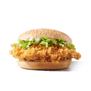 zinger burger sa hrskavim pilećim fileom i svježom salatom.