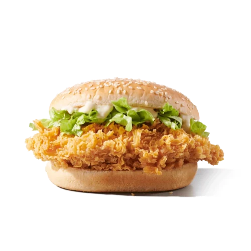 zinger burger sa hrskavim pilećim fileom i svježom salatom.