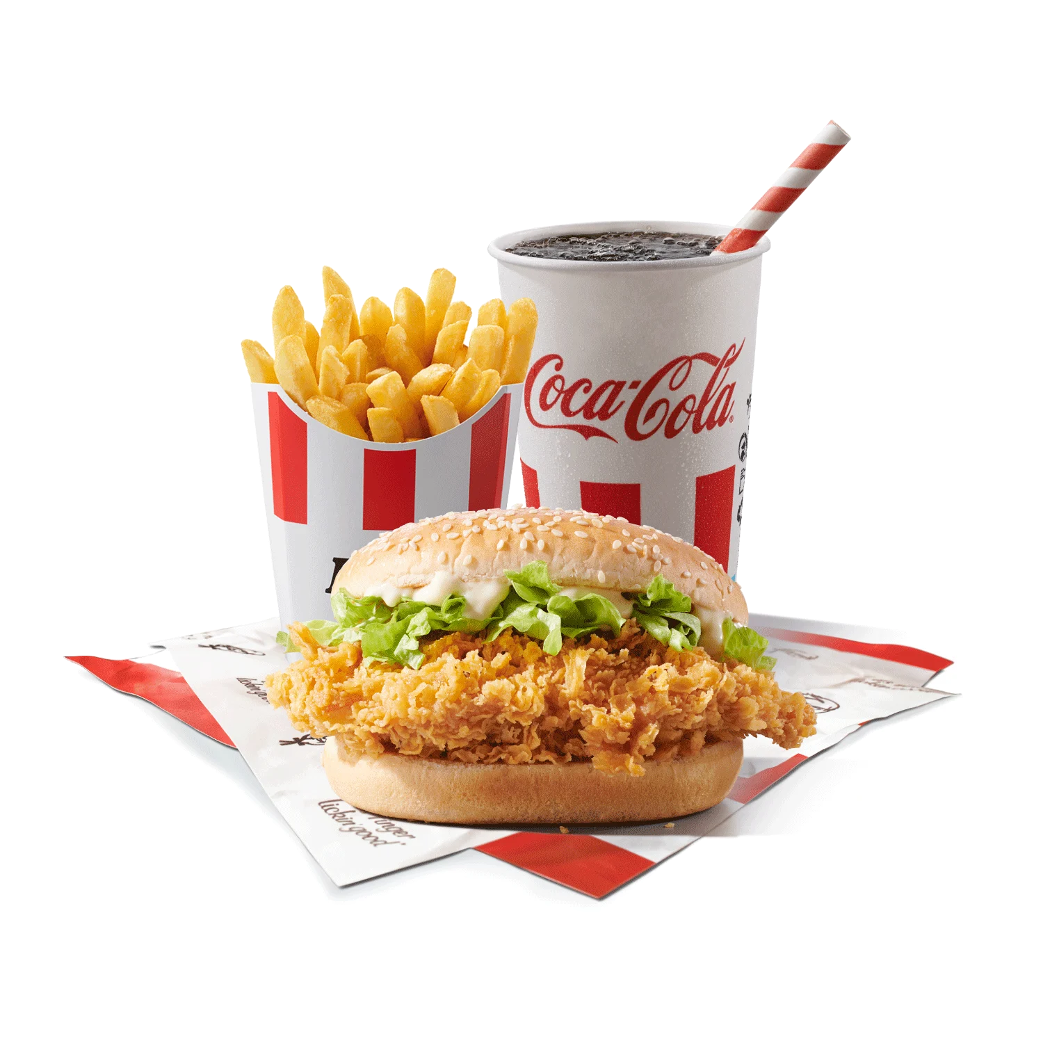 zinger burger meni sa pomfritom i gaziranim pićem.